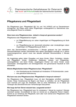 Pflegekarenz und Pflegeteilzeit 2015