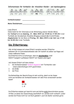 Informationen f&uuml;r Verk&auml;ufer f&uuml;r die Fr&uuml;hlingsb&ouml;rse -