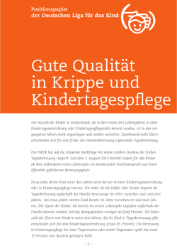 Gute Qualit&auml;t in Krippe und Kindertagespflege