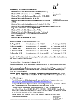 für das Herbstsemester 2015  - Wirtschafts