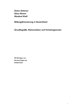 Dieter Dohmen Klaus Klemm Manfred Wei&szlig; Bildungsfinanzierung in