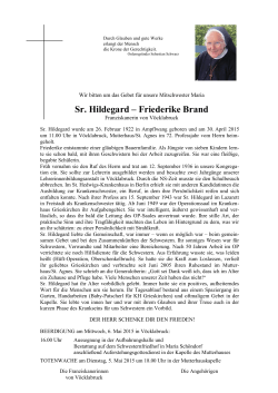 Sr. Hildegard – Friederike Brand - Franziskanerinnen von Vöcklabruck