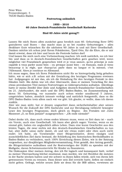 Festvortrag - Deutsch-Franz&ouml;sische Gesellschaft