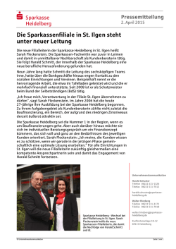 Die Sparkassenfiliale in St. Ilgen steht unter neuer Leitung