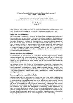 G&ouml;tz Werner: Fromm-Lecture 2015 - Internationale Erich