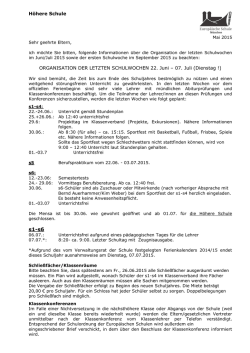 Infobrief - Europ&auml;ische Schule M&uuml;nchen
