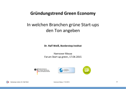 Gr&uuml;ndungstrend Green Economy &ndash; In welchen