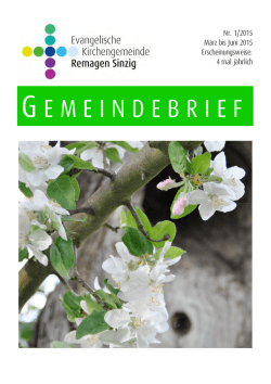 Gemeindebrief 2015-1 - Evangelische Kirchengemeinde Remagen