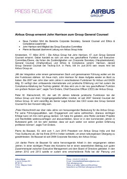 Airbus Group ernennt John Harrison zum Group General Counsel