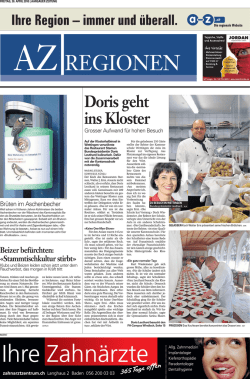 Doris geht ins Kloster, AargauerZeitung 10