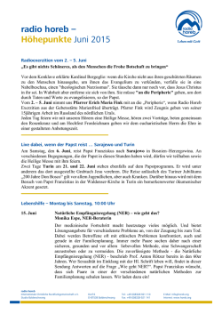 H&ouml;hepunkte Monatsprogramm