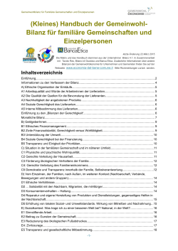 (Kleines) Handbuch der Gemeinwohl- Bilanz für familiäre