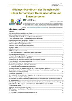 (Kleines) Handbuch der Gemeinwohl- Bilanz für familiäre