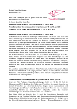 Projekt TransStar Europa Newsletter 02/2015 Nach den Ostertagen