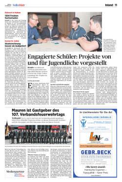 Zeitungsartikel im Volksblatt - Jugendbeteiligung Liechtenstein