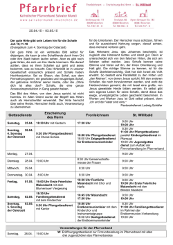 Gottesdienste Erscheinung des Herrn Fronleichnam St. Willibald