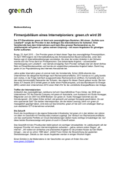 Firmenjubiläum eines Internetpioniers: green.ch wird 20