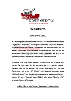 Weinkarte - Weingut Kloster Marienthal