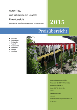 Preis&uuml;bersicht - Veranstaltungsservice Winke
