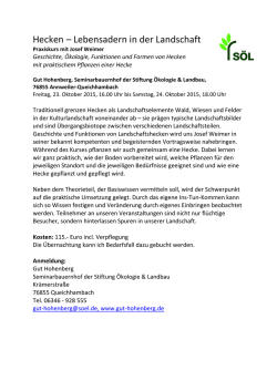 Hecken &ndash; Lebensadern in der Landschaft