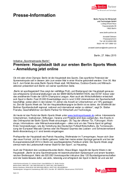 Hauptstadt l&auml;dt zur ersten Berlin Sports Week &ndash; Anmeldung jetzt