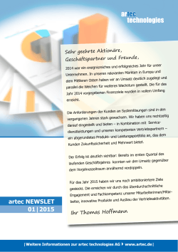 artec NEWSLET 01|2015 - artec technologies AG
