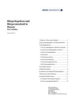 Merkblatt Bürgerbegehren und Bürgerentscheid in Hessen