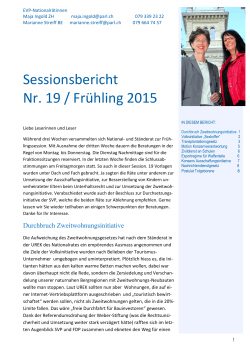 Sessionsbericht Nr. 19 / Frühling 2015