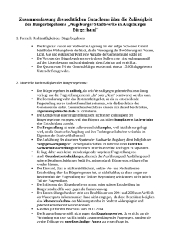 Zusammenfassung des RechtlichenGutachtens