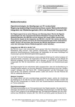 Integration der Waldenburgerbahn AG in die Baselland Transport AG