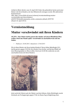 Artikel in Blick, Zürich, 24. April 2015, mit zahlreichen