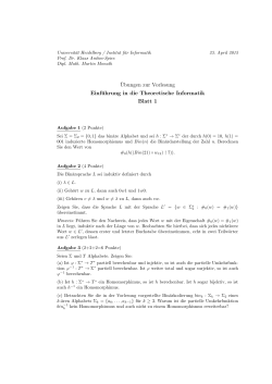 ¨Ubungen zur Vorlesung Einführung in die Theoretische Informatik