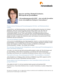 Interview mit Mag. Elisabeth Feizelmeier, HR