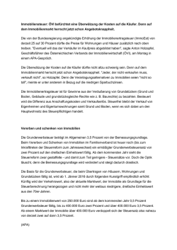 Immobiliensteuer: &Ouml;VI bef&uuml;rchtet eine &Uuml;berw&auml;lzung der Kosten auf