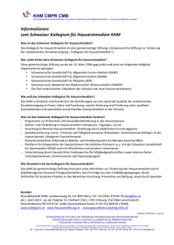Informationen zum Schweizer Kollegium f&uuml;r Hausarztmedizin KHM
