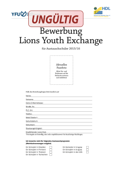 Bewerbung Lions Youth Exchange