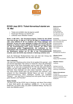 ECHO Jazz 2013: Ticket-Vorverkauf startet am 10. Mai