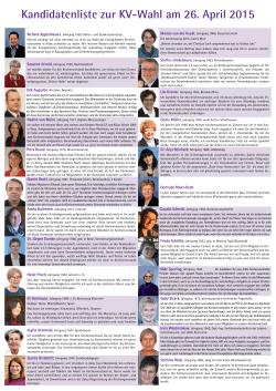 Kandidatenliste zur KV-Wahl am 26. April 2015