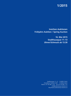 Ineichen Auktionen Fr&uuml;hjahrs Auktion / Spring Auction 16. Mai 2015