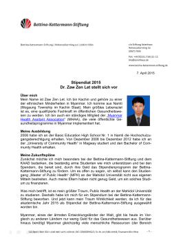 Stipendiat 2015 Dr. Zaw Zen Let stellt sich vor