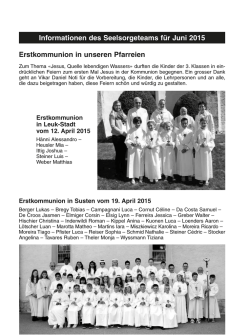 Informationen des Seelsorgeteams f&uuml;r Juni 2015 Erstkommunion in