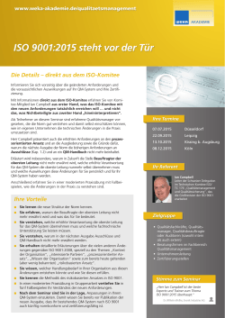 ISO 9001:2015 steht vor der Tür - Deutsche Qualitätsmanagement