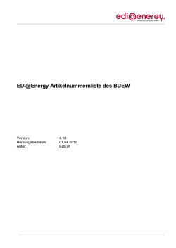 Artikelnummernliste des BDEW Version 4.1d - Edi