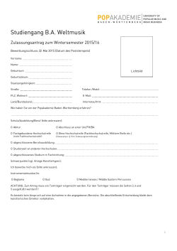 Zulassungsantrag WM - Popakademie Baden