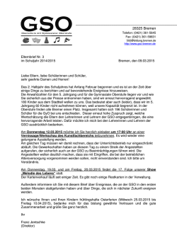 Elternbrief Nr. 3 vom 9. März 2015