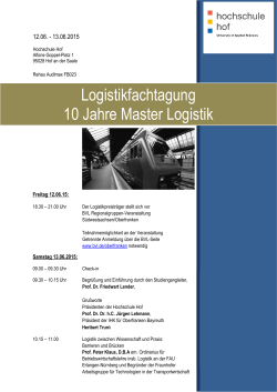 Logistikfachtagung 10 Jahre Master Logistik