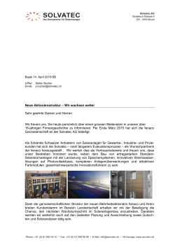 Informationsschreiben Solvatec
