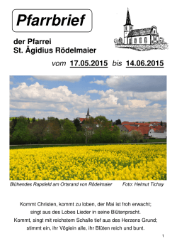 Pfarrbrief vom 17.05. bis 14.06.2015