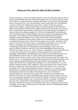 Essay zum Film „Elser-Er hätte die Welt verändert“ - Immanuel