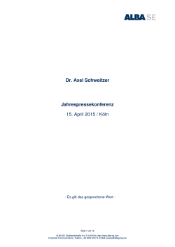 Statement Dr. Axel Schweitzer